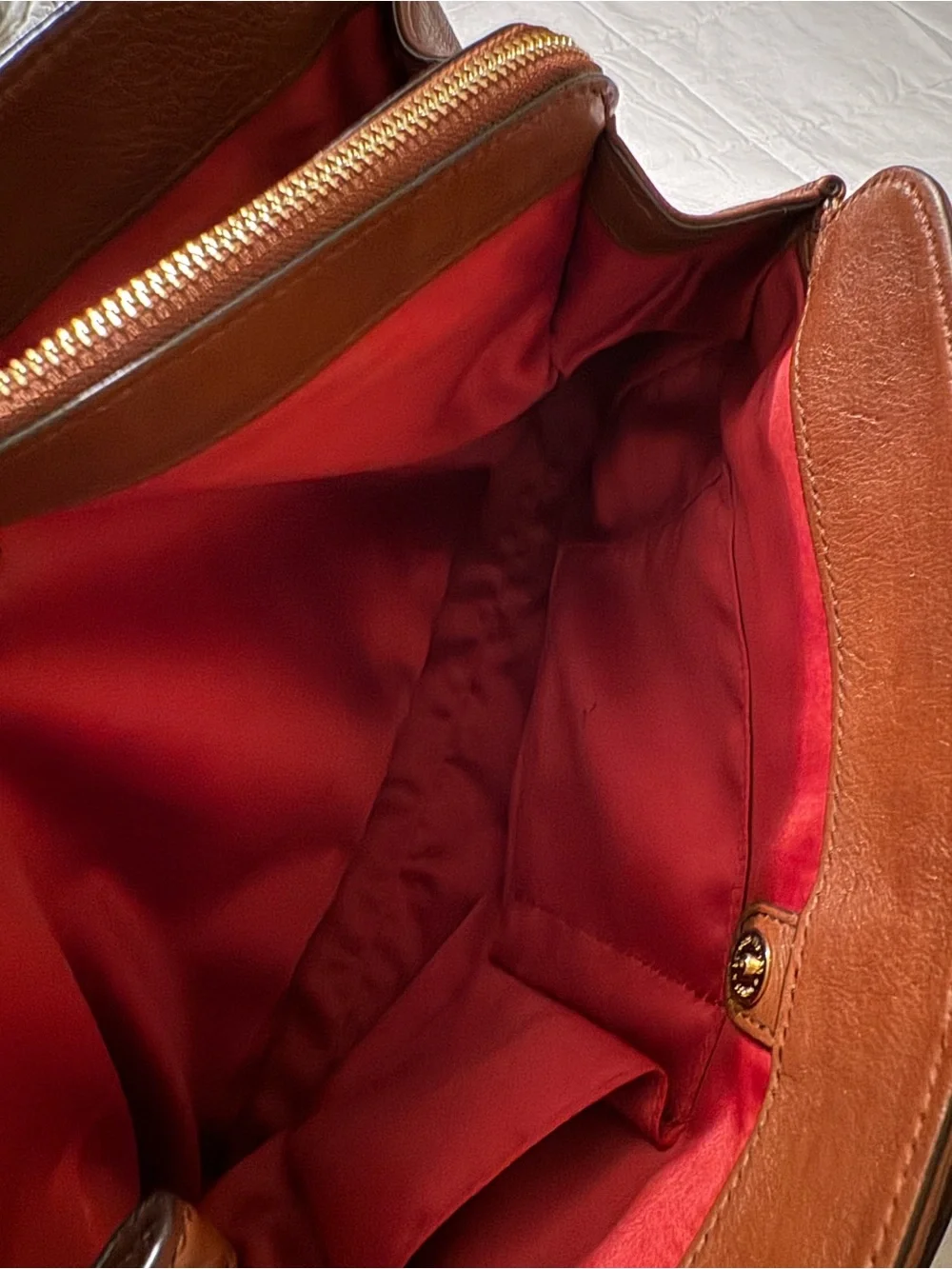 Coach Chestnut Brown Leather Shoulder Bag with Gold Hardware